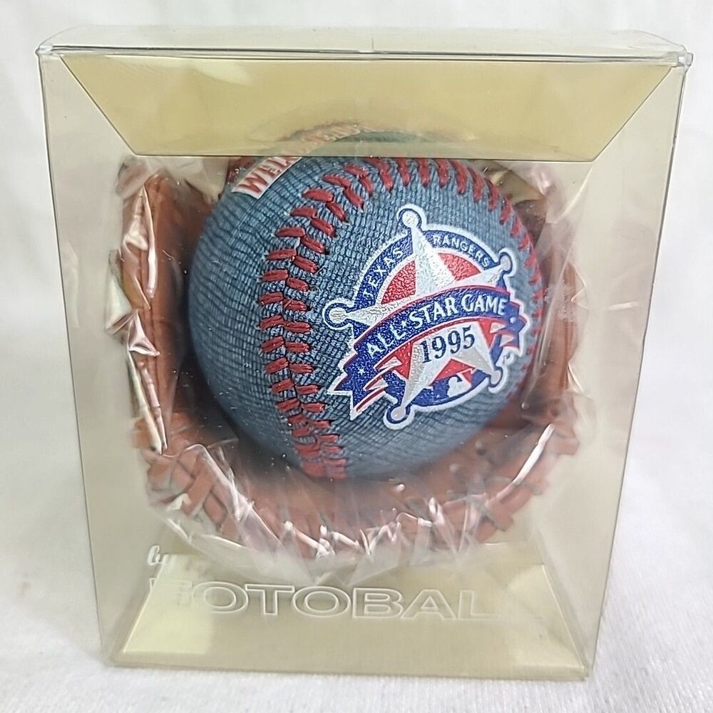 Vintage MLB 1995 ALL-STAR GAME Baseball On Mini Leather Glove By Fotoball